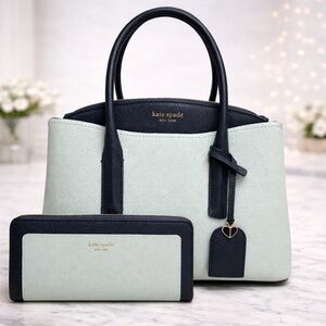 Kate Spade Margaux satchel & matching wallet - Blue Glow/Navy